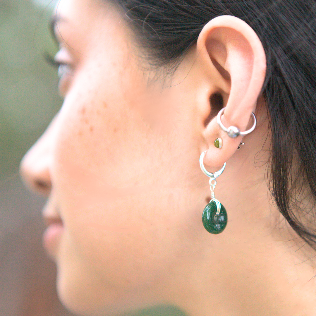 Glass Pendant Earrings in Silver