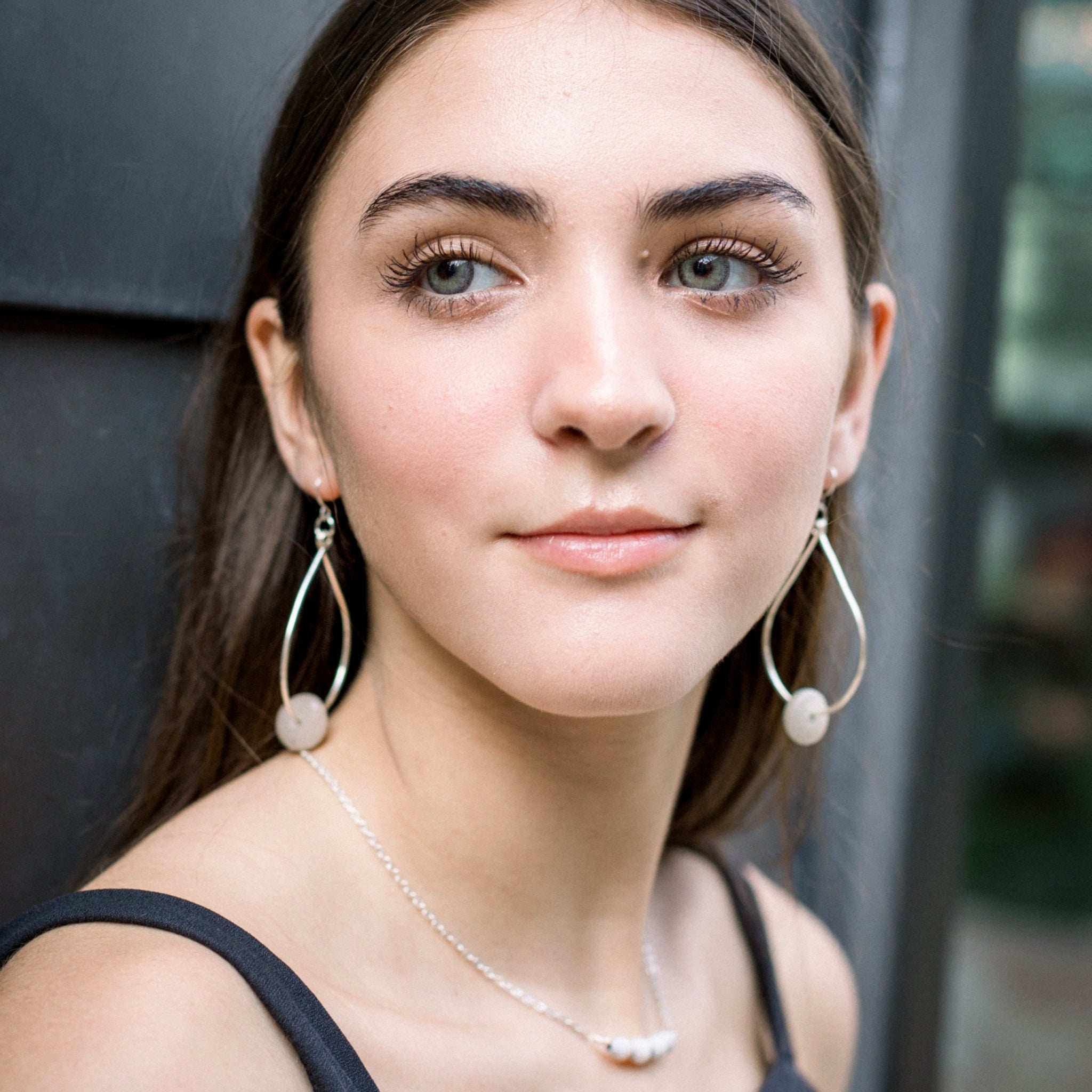 Large Glass Bead Hoops(Silver)