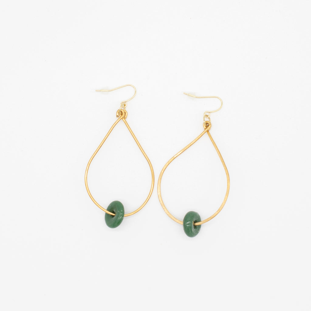 Large Glass Bead Hoops (Brass)