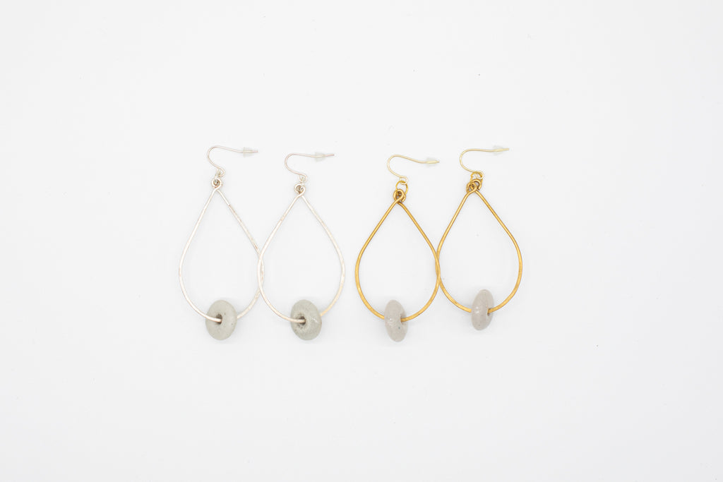 Large Glass Bead Hoops (Brass)